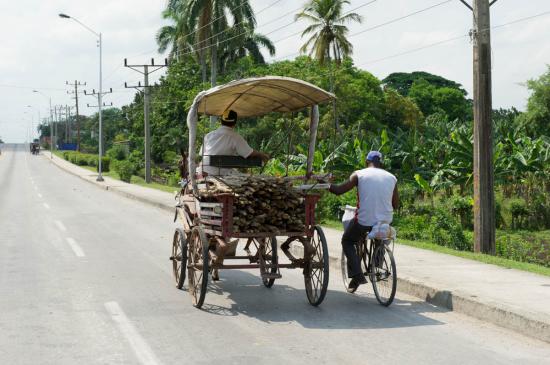 Lorsqu'une charette remorque un cycliste